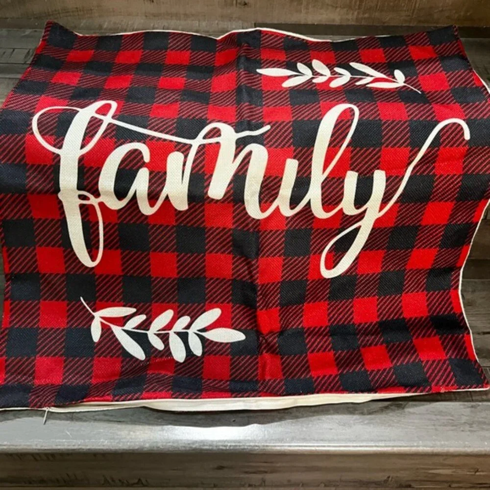 Festive Plaid Holiday Pillow Covers Set